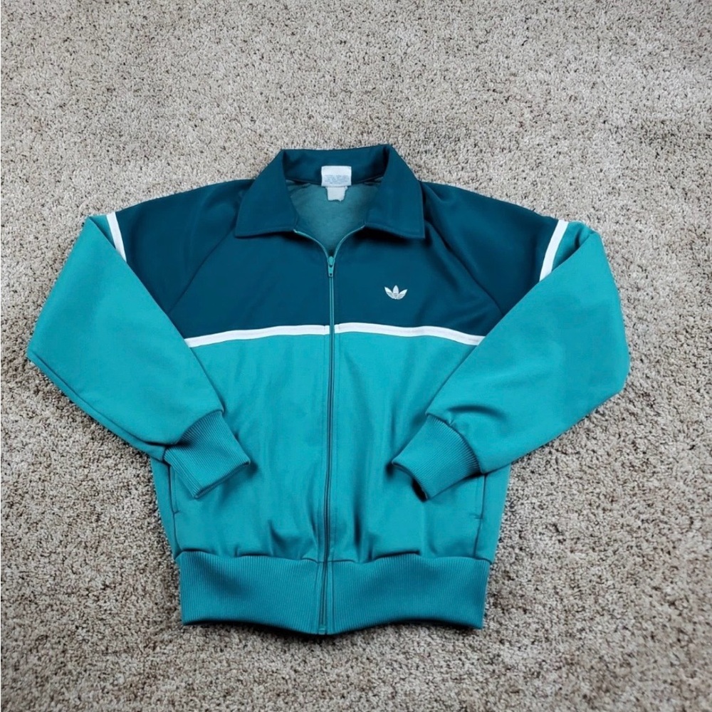 Vintage Adidas Teal & Dark Teal Zip Track Jacket